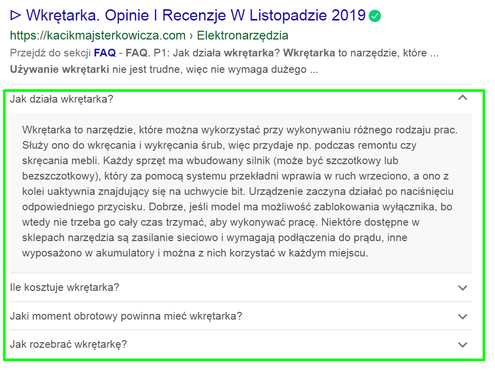 faq pytania odpowiedzi w wynikach wyszukiwania