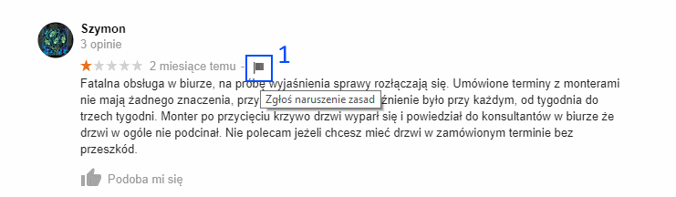 zgłoś opinie google maps